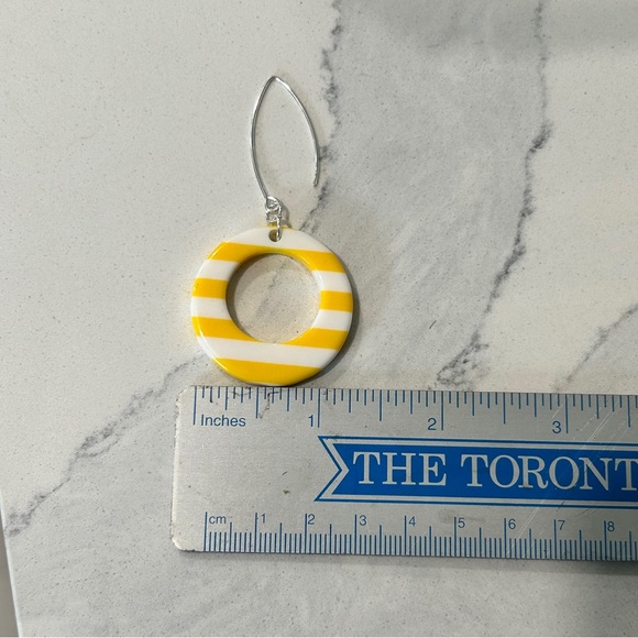 Upcycled Vintage French Plastic Hoop Dangler Earrings - Picture 5 of 7